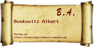 Boskovitz Albert névjegykártya